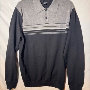 Pierre Cardin Gray and Black Knit Top